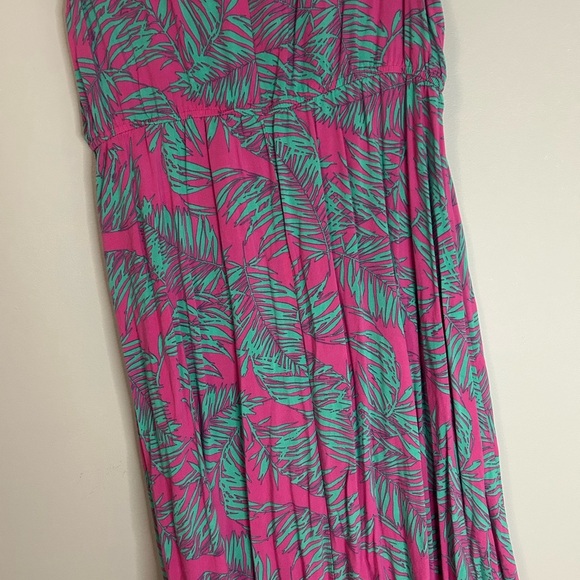 Jessica Simpson Green and Pink Asymmetrical Sundress, Size L - Picture 7 of 8